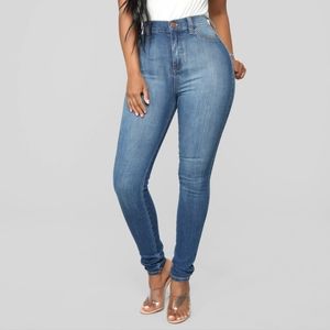 Fashion Nova Medium Blue Wash Luxe High Waist Skinny Jeans